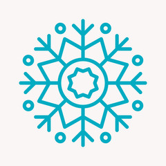 Obraz premium Snowflake Icon. Christmas Decoration Ornament. Mandala Style. Lines. 