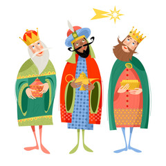 Three biblical Kings: Caspar, Melchior and Balthazar. Three wise men.