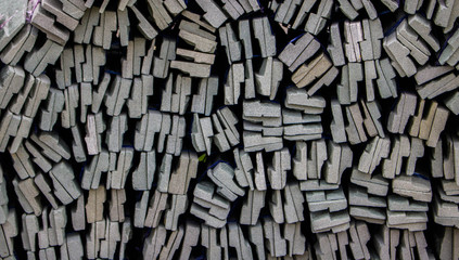 Gray brick stack texture. Abstract background