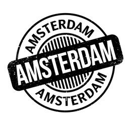 Amsterdam rubber stamp. Grunge design with dust scratches. Effects can be easily removed for a clean, crisp look. Color is easily changed.