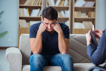 Patient visiting psychiatrist doctor for examination