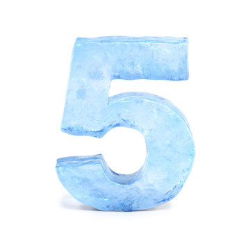 Ice Font 3d Rendering, Number 5