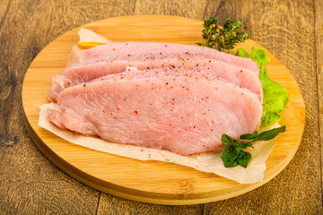 Raw turkey steak
