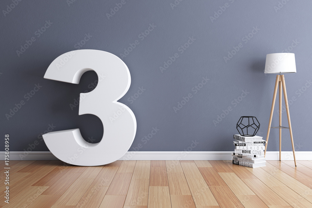 Fototapete mock up interior font 3d rendering number 3