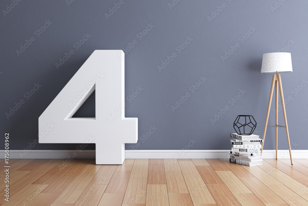 Fototapete mock up interior font 3d rendering number 4