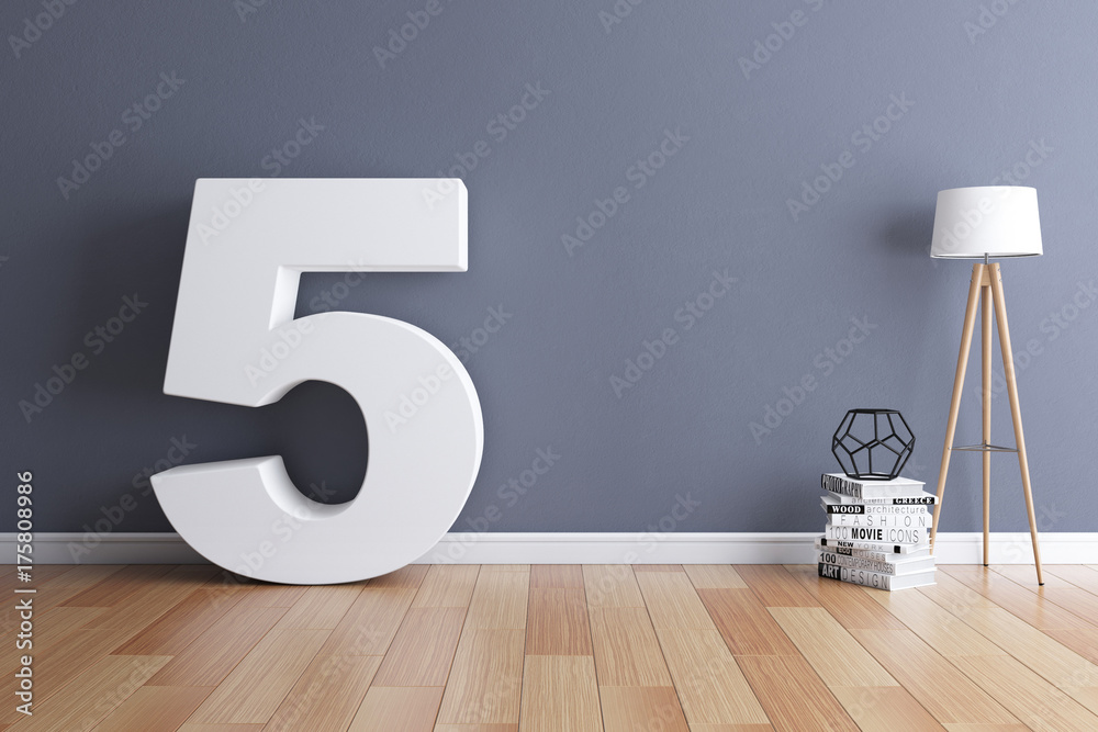 Fototapete mock up interior font 3d rendering number 5