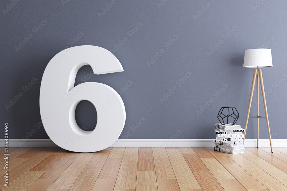 Fototapete mock up interior font 3d rendering number 6