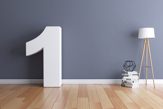 Mock up interior font 3d rendering number 1