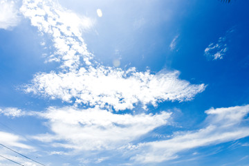 Blue sky white cloud white background. Beautiful sky and clouds in the afternoon.
