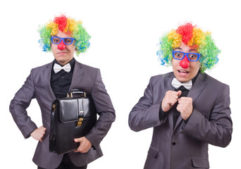 Clown businessman isolated on white