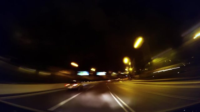 highway traffic at night - drunk driving concept, time lapse 
