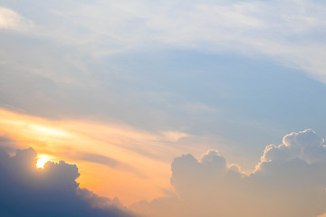 blue sky with cloud closeup Sunset time
