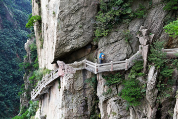 Steile Passage auf dem Berg Huang Shan, China