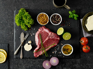 Obraz na płótnie Canvas Beef steak and ingredients