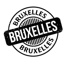 Bruxelles rubber stamp. Grunge design with dust scratches. Effects can be easily removed for a clean, crisp look. Color is easily changed.