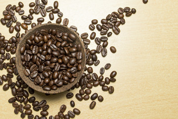 coffee concept - roasted coffee beans