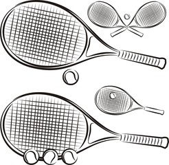 tennis rackets with balls
