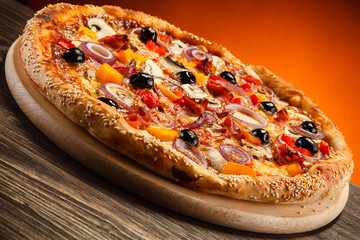 Pizza with black olives