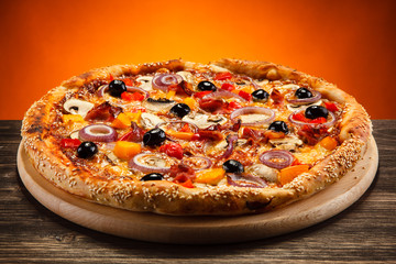 Pizza with black olives