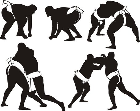 sumo wrestlers silhouettes