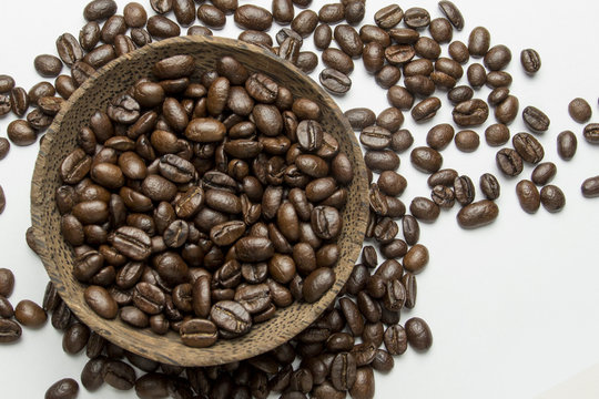 coffee concept - roasted coffee beans