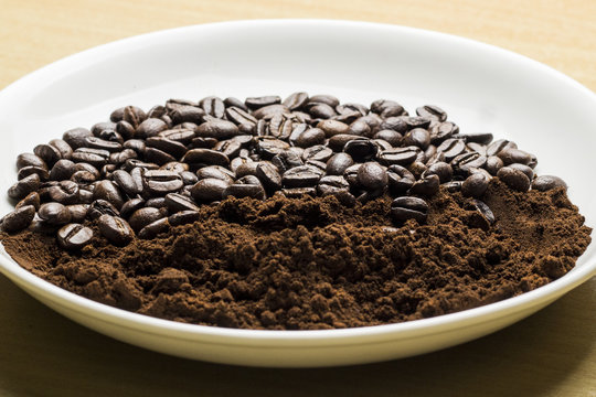 coffee concept - roasted coffee beans
