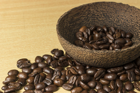 coffee concept - roasted coffee beans