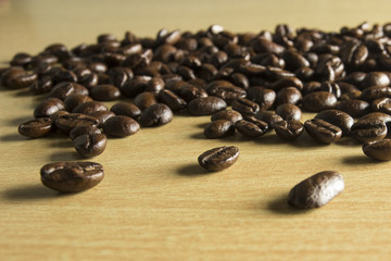 coffee concept - roasted coffee beans