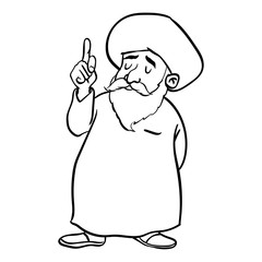 Cartoon Muslim Old man standing-Vector drawn