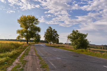 Fototapeta premium Evening landscape outside the city at sunset.