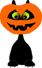 schwarze Katze im Halloween-Kürbis
