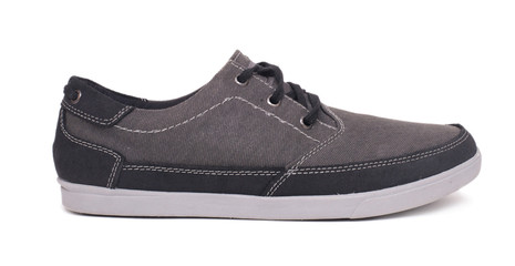 Obraz na płótnie Canvas Stylish grey sneakers isolated on white background with clipping path.