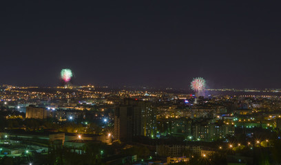 Naklejka premium festive salute over the night city