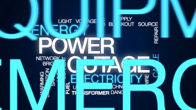 Power outage animated word cloud, text design animation.