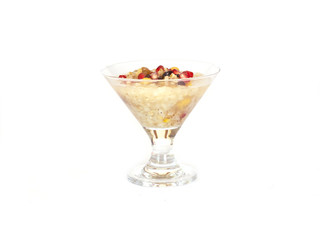 Turkish dessert Asure Ashure from boiled cereals with dried fruits and pomegranate grains