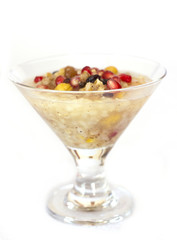 Turkish dessert Asure Ashure from boiled cereals with dried fruits and pomegranate grains