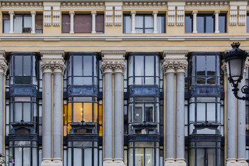 Facades of Madrid, capital of Spain