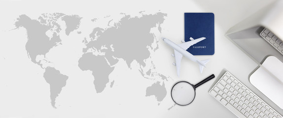 booking and search flight ticket air travel trip vacation concept, banner web template