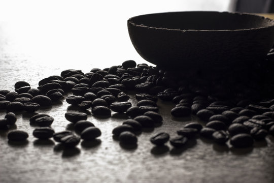 coffee concept - roasted coffee beans