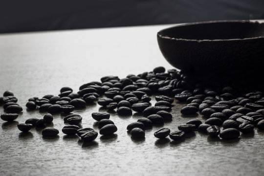 coffee concept - roasted coffee beans