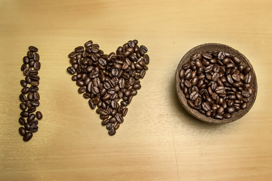 coffee concept - roasted coffee beans