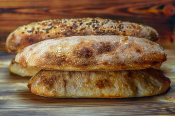 homemade bread on a wooden background