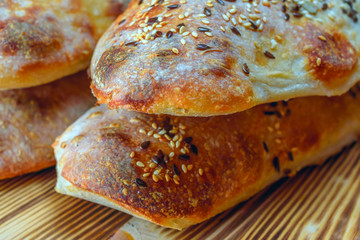 homemade bread on a wooden background