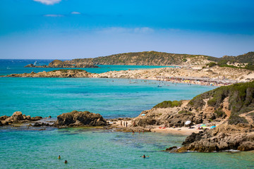 Fototapeta na wymiar Panorama of Chia coast, Sardinia, Italy.