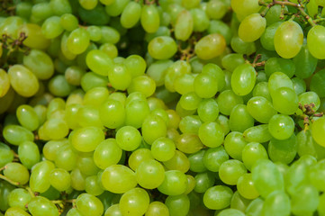 Fresh bunch of ripe green grape in the market. For food, fruit, kitchen, texture, background and vegetables.