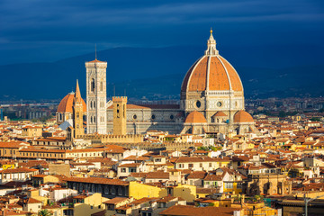 Duomo cathedral in Florence at sunrise, Italy