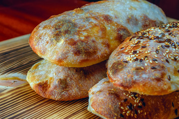 homemade bread on a wooden background