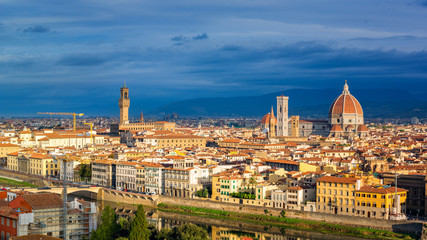 Fototapeta na wymiar Aerial view of Florence and Arno river, Italy