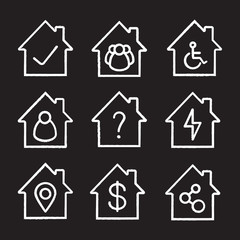 Naklejka premium Houses chalk icons set