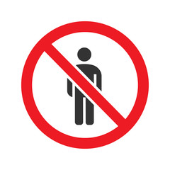 Forbidden sign with man silhouette glyph icon